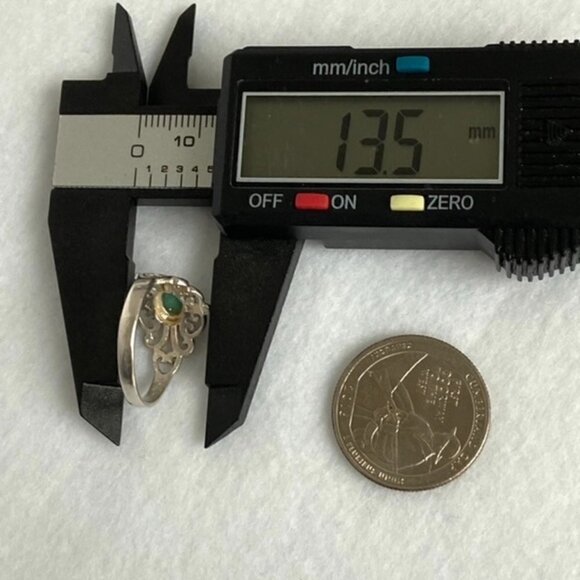 Sterling Silver 925 Cutout Scrollwork Oval Simulated Turquoise Ring Sz 7.25 - Picture 13 of 16